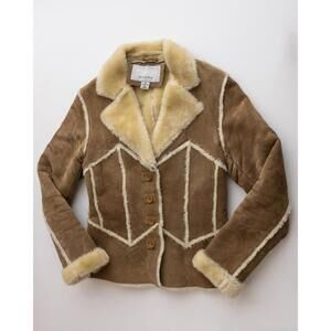 Wilsons Leather Maxima Light Brown Suede Faux Fur Jacket XS